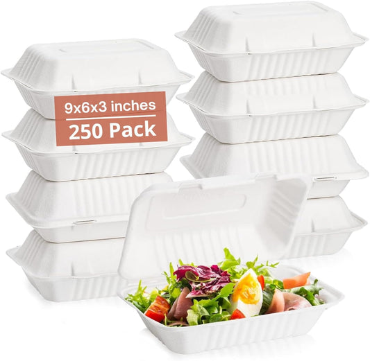 Clamshell Takeaway Boxes, 9x6 inch, 32oz / 900ml